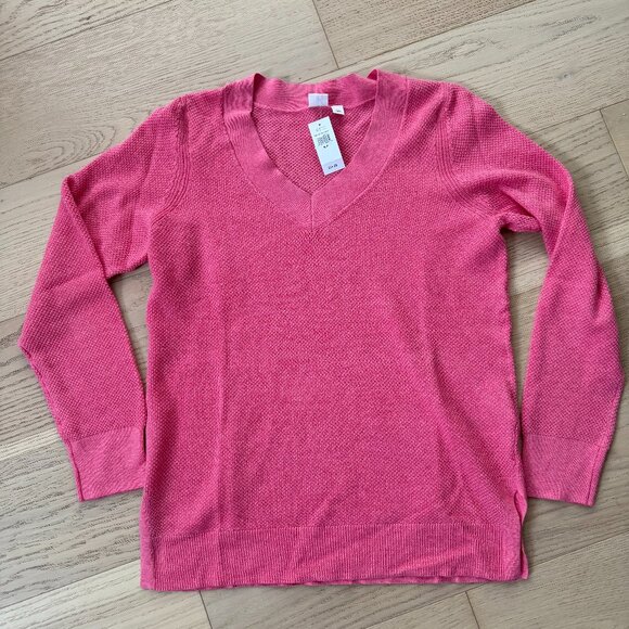 NWT GAP Beachy Knit Pink V-Neck Sweater - Picture 1 of 6